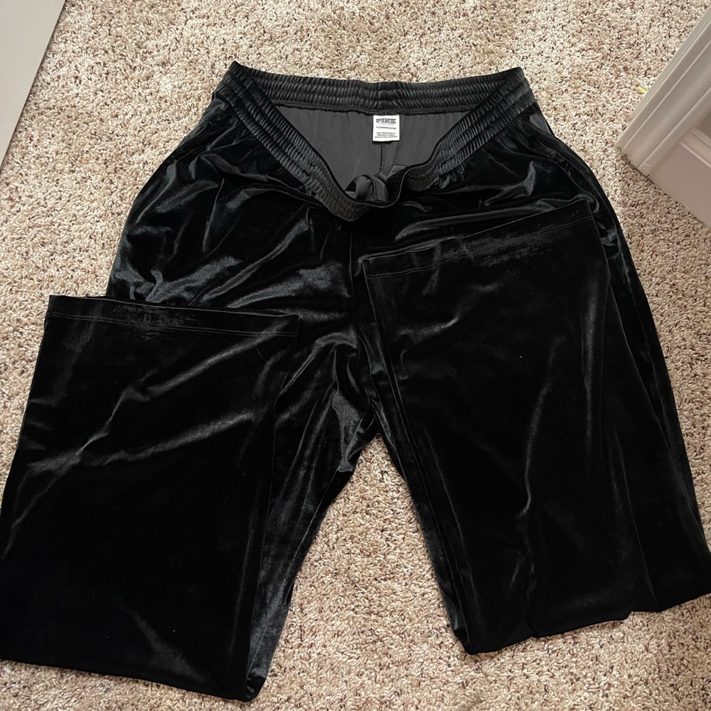 VELOUR SHINE LOGO WIDE-LEG PANTS